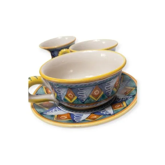 Vintage 90s Starbucks Sberna Deruta Exclusive Ceramic Cups & Saucers Set - Picture 3 of 16